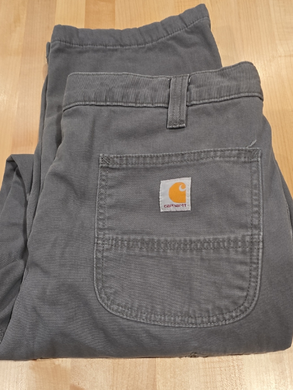 Fleece Lined Carhartt Gray Utility Pocket Work Pants 38x34